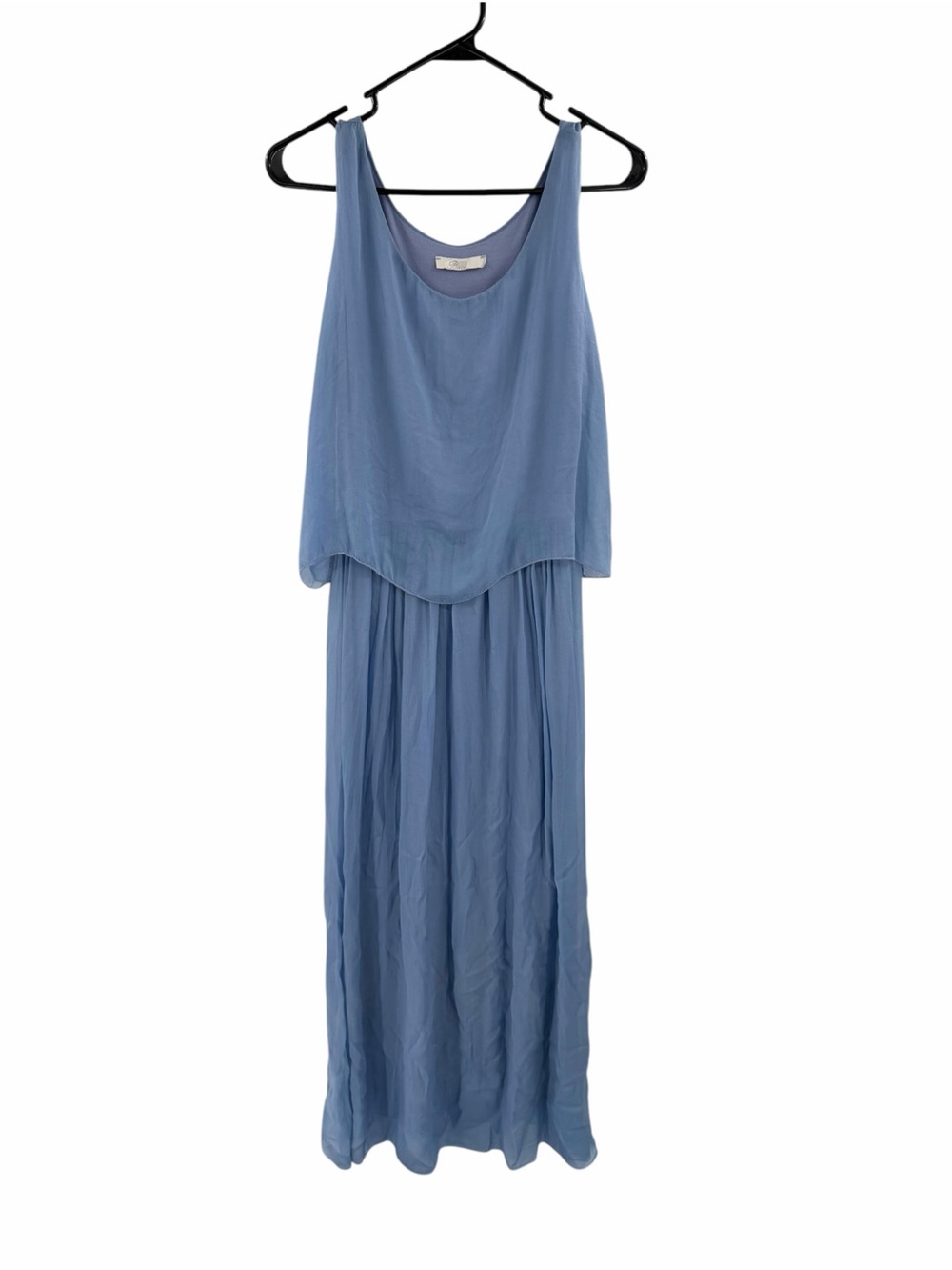 BACI Illusion Blue Full-Length Elegant Silk Maxi Dress Size S/M Flowy